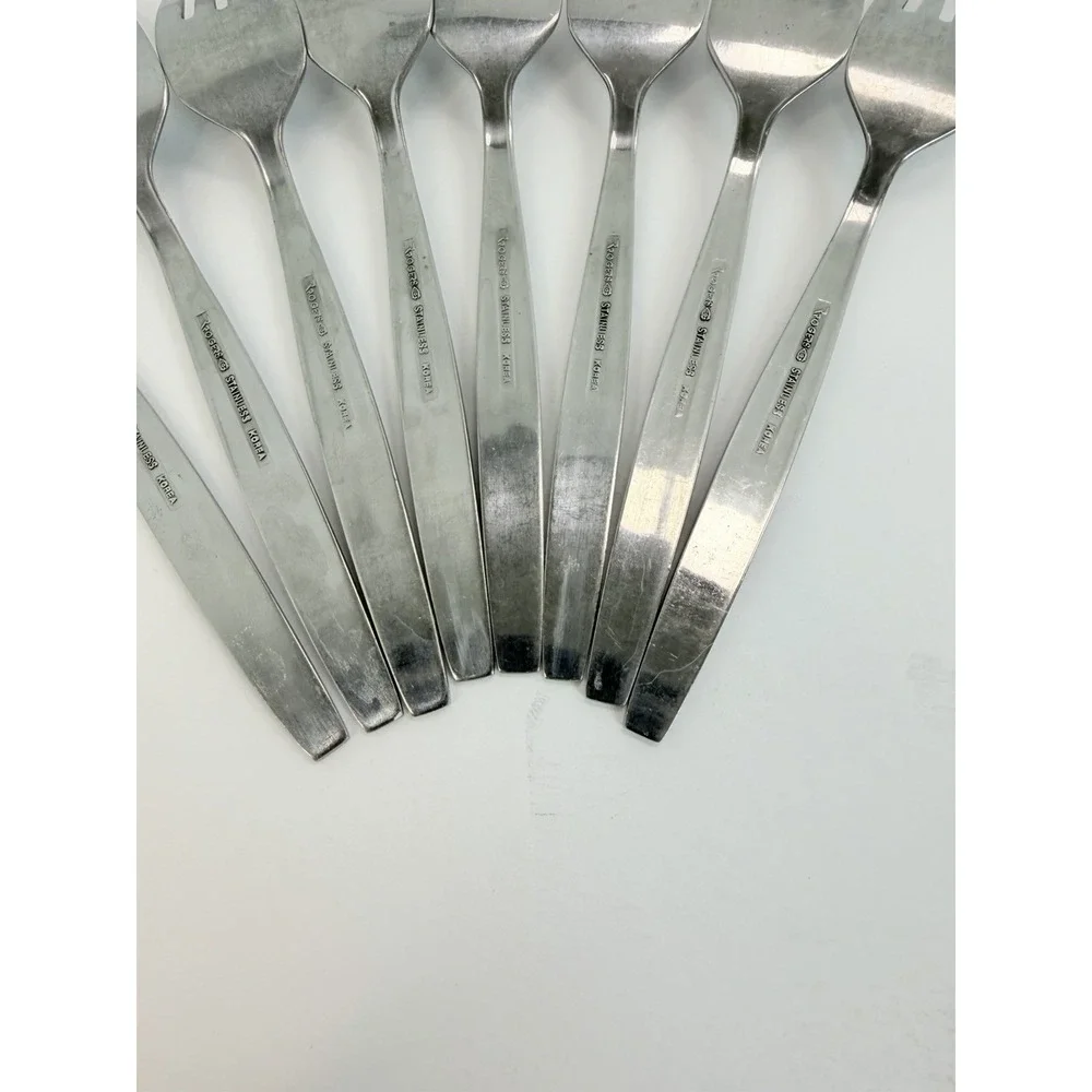 Rogers Co Stanley Robert's La Spana Salad Forks Stainless Floral Lot Of 8